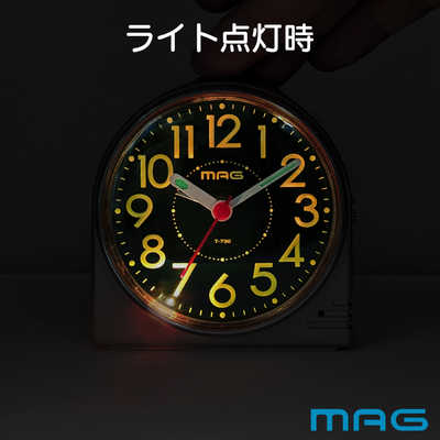MAG 目覚まし時計 アナログ 集光文字盤 電子音 蛍 シャンペンゴールド