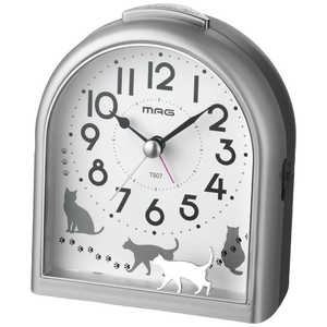 MAG 猫のシルエットがかわいい目覚まし時計 ［アナログ］ シルバー T807SMZ