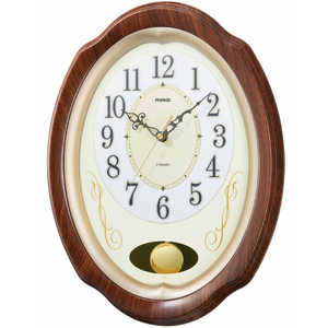 MAG 毎正時に流れる8曲メロディの振り子電波時計 我が家の演奏会 ブラウン W-788 BR-Z