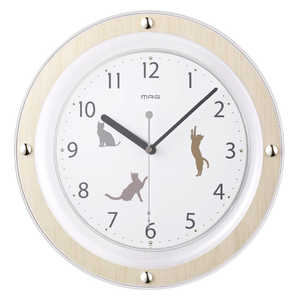 MAG 猫と過ごす毎日、インテリアになじむ掛時計 ナチュラル W827NZ