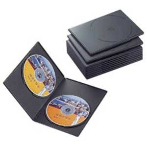エレコム　ELECOM スリムDVDトールケース(2枚収納/10枚セット)｢ブラック｣ CCD-DVDS06BK