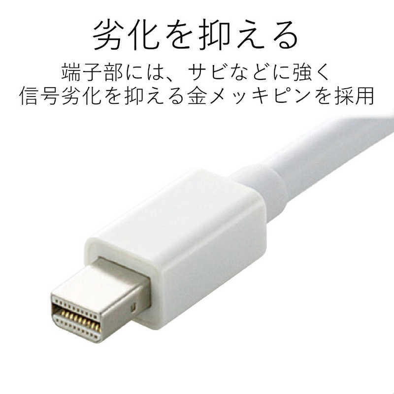 エレコム　ELECOM エレコム　ELECOM Mini DisplayPort-DVI変換アダプタ 0.15m AD-MDPDVIWH AD-MDPDVIWH