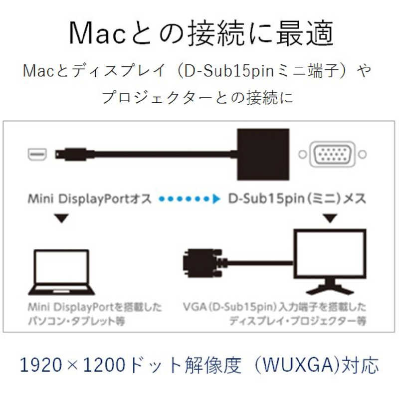 エレコム　ELECOM エレコム　ELECOM Mini DisplayPort - VGA変換アダプタ ホワイト [0.15m /miniDisplayPort⇔VGA] AD-MDPVGAWH AD-MDPVGAWH
