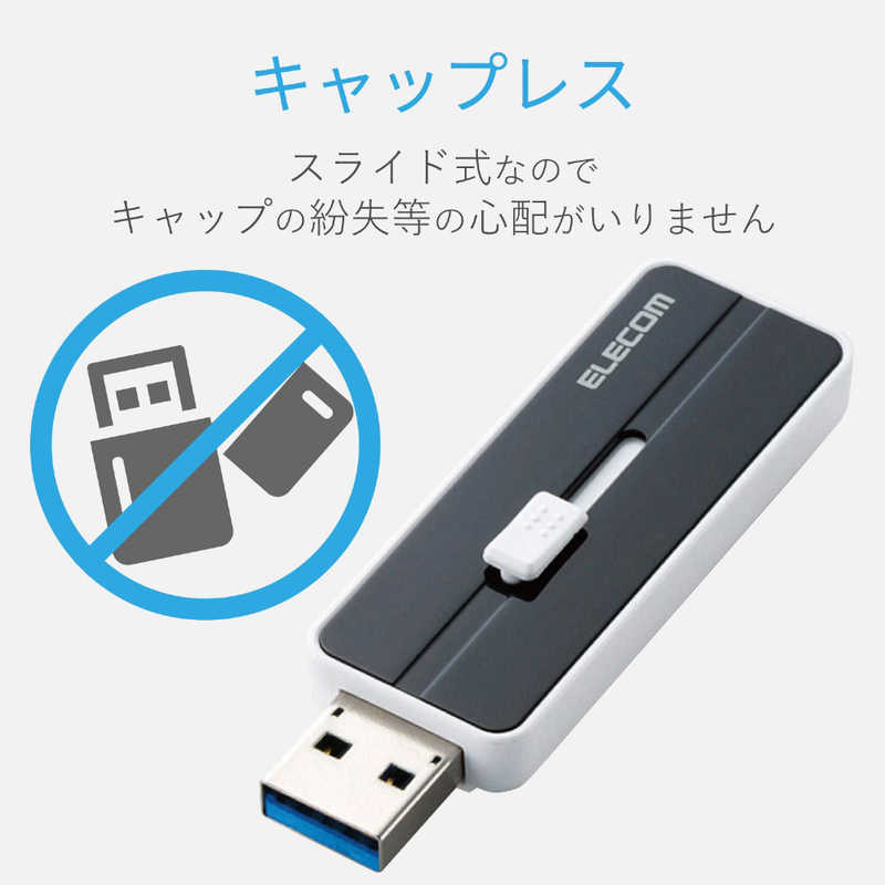 エレコム　ELECOM エレコム　ELECOM USBメモリー 16GB USB3.1 スライド式 (ブラック) MF-KNU316GBK MF-KNU316GBK
