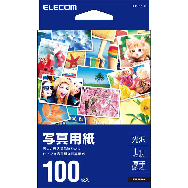 エレコム　ELECOM エレコム　ELECOM 写真用光沢紙/厚手/L判/100枚/BEPシリーズ BEP-PL100 BEP-PL100