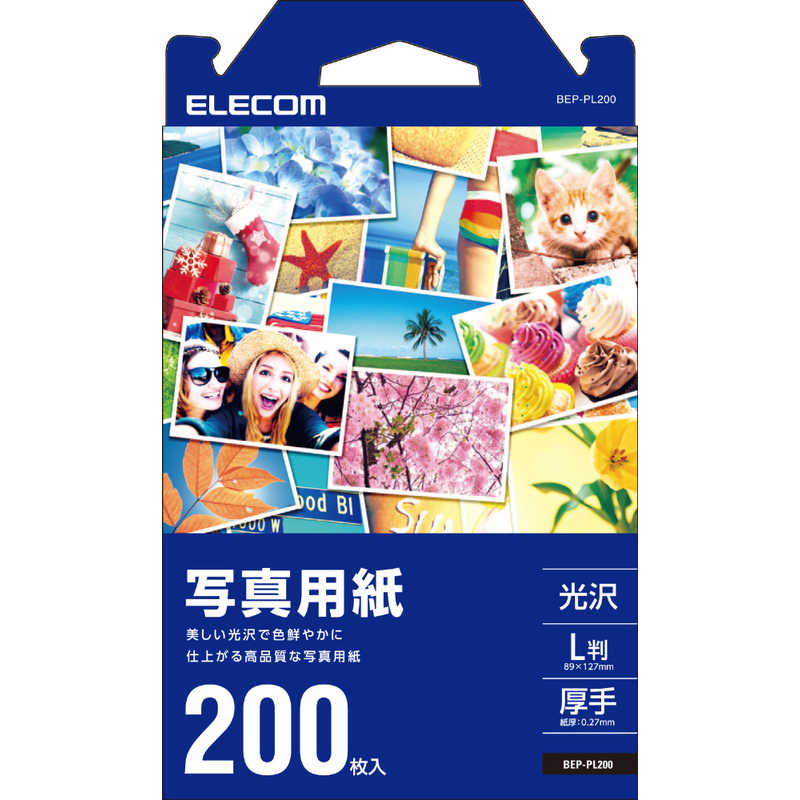 エレコム　ELECOM エレコム　ELECOM 写真用光沢紙/厚手/L判/200枚 BEP-PL200 BEP-PL200