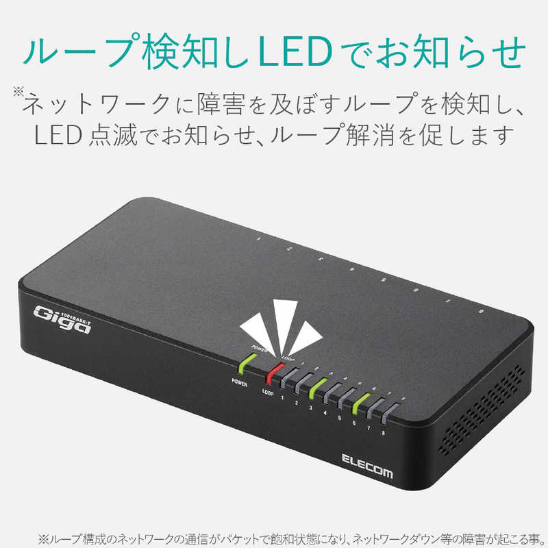 エレコム　ELECOM エレコム　ELECOM スイッチングHub/8ポート/プラスチック筐体電源内蔵モデル EHC-G08PN2-JB EHC-G08PN2-JB