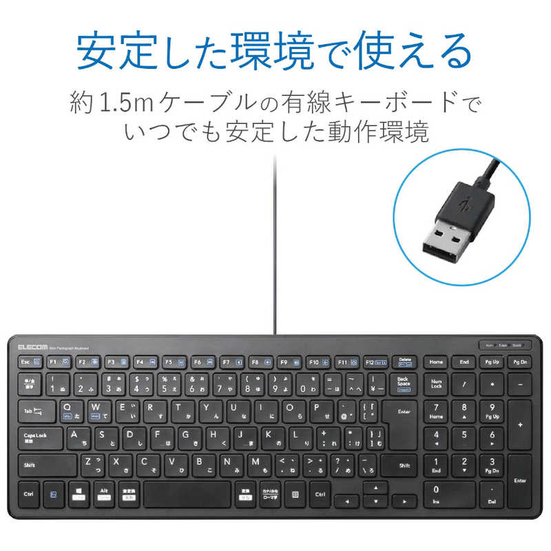 エレコム　ELECOM エレコム　ELECOM キーボード (Mac/Windows11対応) ［有線 /USB］ ブラック TK-FCP097BK TK-FCP097BK