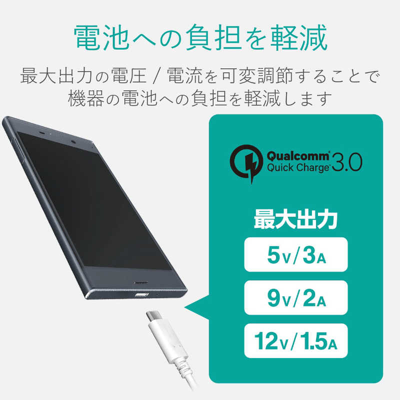 エレコム　ELECOM エレコム　ELECOM タブレット スマートフォン対応  USB給電  AC充電器 MPA-ACUQ01BK MPA-ACUQ01BK