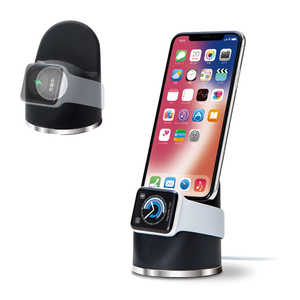 エレコム　ELECOM スマートフォン･AppleWatch対応 スタンド ケーブル差込可能 ブラック AW-DSCHIPBK