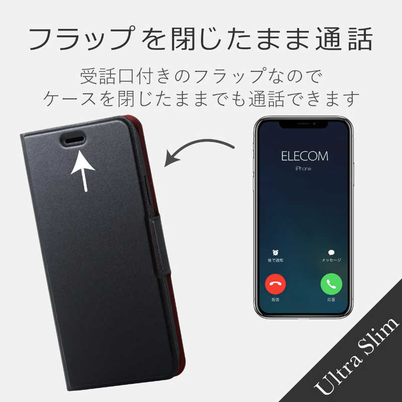 エレコム　ELECOM エレコム　ELECOM iPhone XR 6.1インチ用 ソフトレザーカバー 薄型 磁石付 PM-A18CPLFUBK PM-A18CPLFUBK