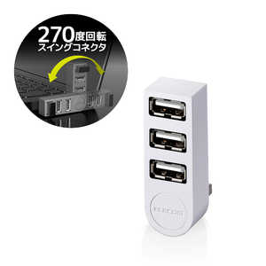 쥳 ELECOM USB2.0ϥ ľޤ U2H-TZ325BXWH ۥ磻 [USB2.0б /3ݡ /Хѥ]