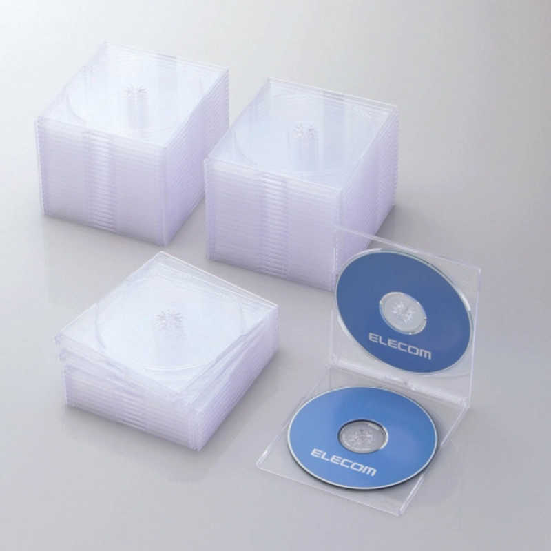 エレコム　ELECOM エレコム　ELECOM CD/DVD/Blu-ray対応収納スリムケース(2枚収納×50セット) CCD-JSCSW50CR CCD-JSCSW50CR