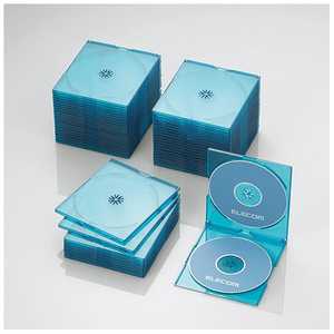 エレコム　ELECOM CD/DVD/Blu-ray対応スリムケース 2枚収納×50 クリアブルー CCD-JSCSW50CBU