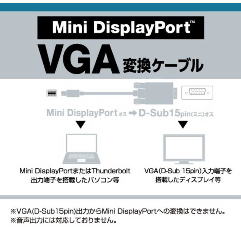 エレコム　ELECOM エレコム　ELECOM 1.0m｢Mini DisplayPort ⇔ D-sub15pin｣ケーブル AD-MDPVGA10BK AD-MDPVGA10BK