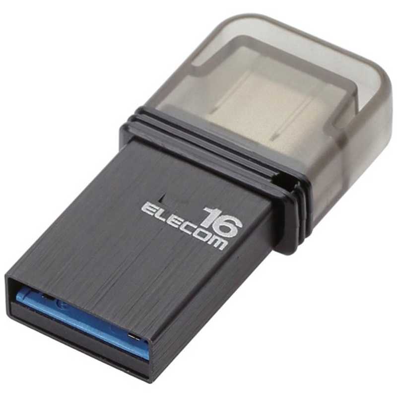 エレコム　ELECOM エレコム　ELECOM USBメモリー 16GB USB3.1 TypeA+ TypeC キャップ式  MF-CAU3116GBK MF-CAU3116GBK