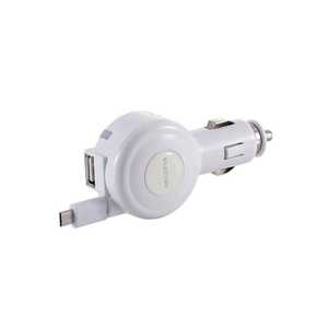 エレコム　ELECOM シガーチャージャー(microB･65cm+USBポート) MPA-CCM03WH (ホワイト)