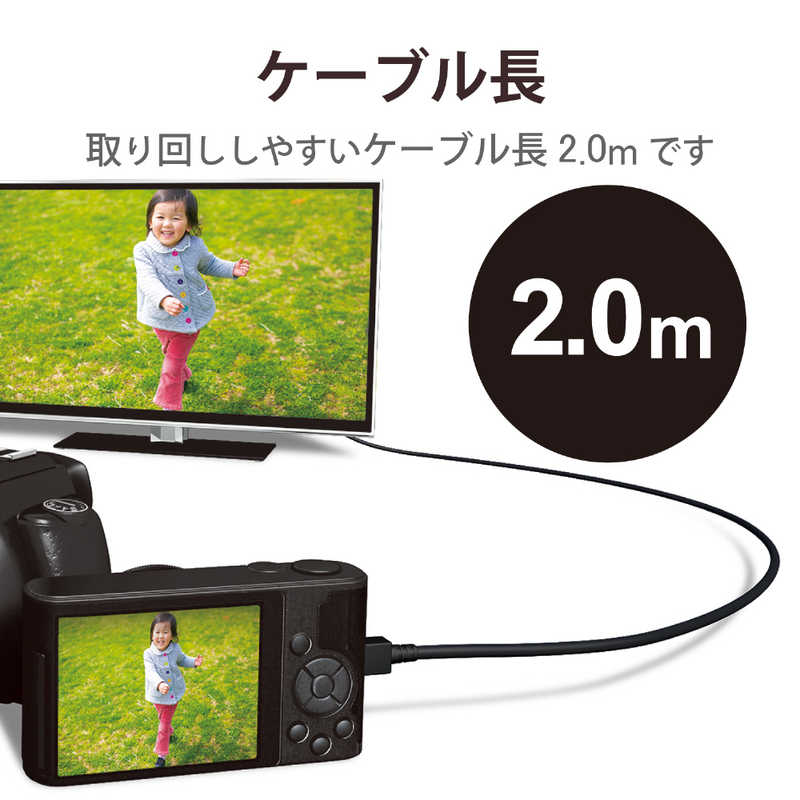 エレコム　ELECOM エレコム　ELECOM カメラ接続用HDMIケーブル(HDMI miniタイプ)2.0m DGW-HD14SSM20BK DGW-HD14SSM20BK