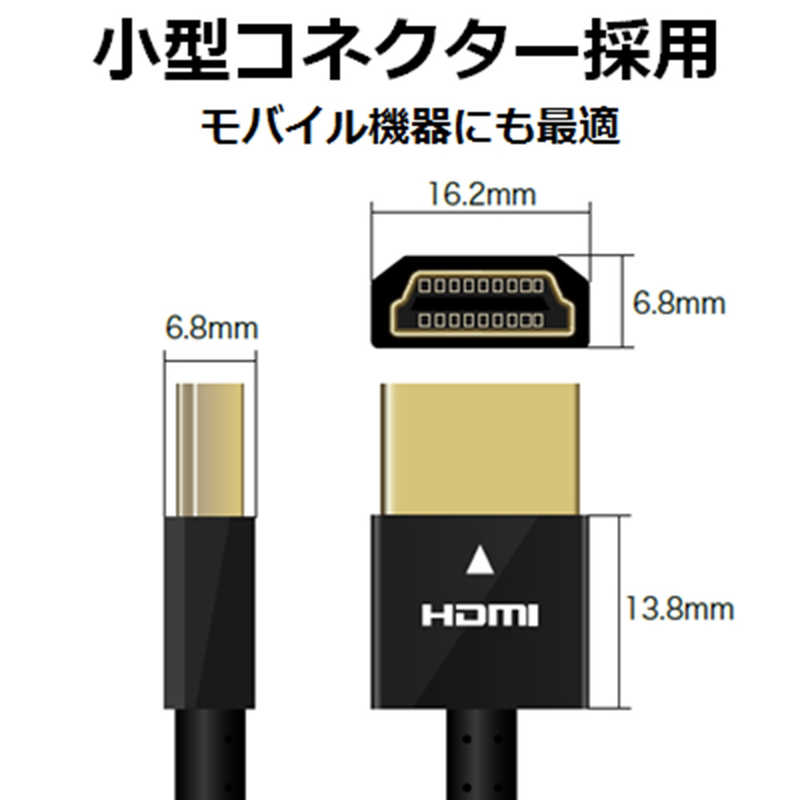 エレコム　ELECOM エレコム　ELECOM HDMIケーブル ブラック [0.7m /HDMI⇔HDMI /スリムタイプ] DH-HD14SS07BK DH-HD14SS07BK