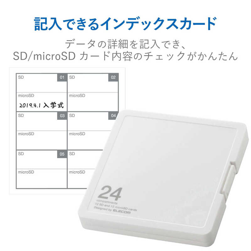 エレコム　ELECOM エレコム　ELECOM SD microSDメモリカードケース(SD 12枚+microSD 12枚･ホワイト) CMC-SDCPP24WH CMC-SDCPP24WH