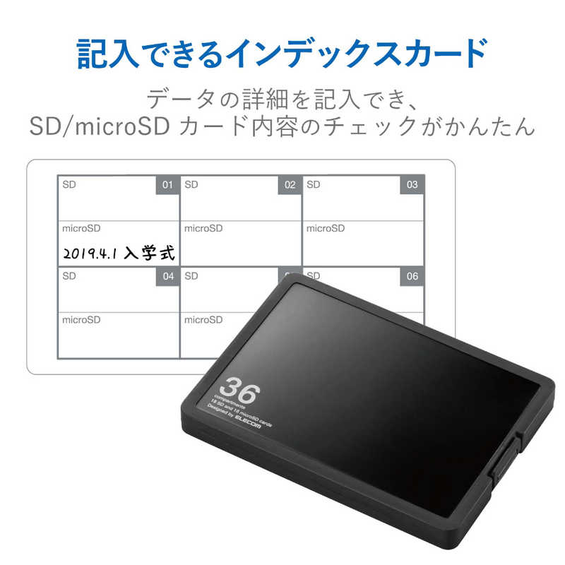 エレコム　ELECOM エレコム　ELECOM SD microSDメモリカードケース(SD 18枚+microSD 18枚･ブラック) CMC-SDCPP36BK CMC-SDCPP36BK