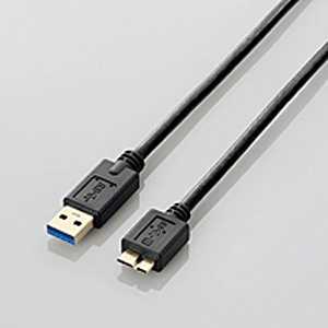 쥳 ELECOM 1.5m USB3.0֥ AۢΡmicroB3ťɥ֥(֥å) USB3-AMB15BK