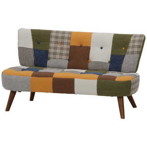 不二貿易 ソファ2p デイジー パッチワーク ブルーイエロー 36218