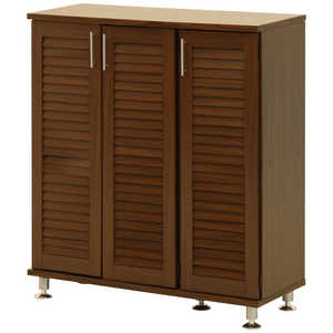 不二貿易 ルーバーシューズボックス ワイド ブラウン 90483