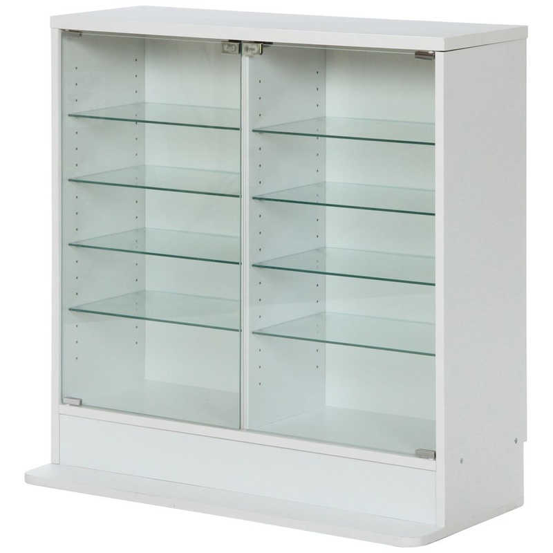 不二貿易 不二貿易 ガラスコレクションケース 5段 ロータイプ 浅型 ホワイト(高さ90cm) WH 96072  