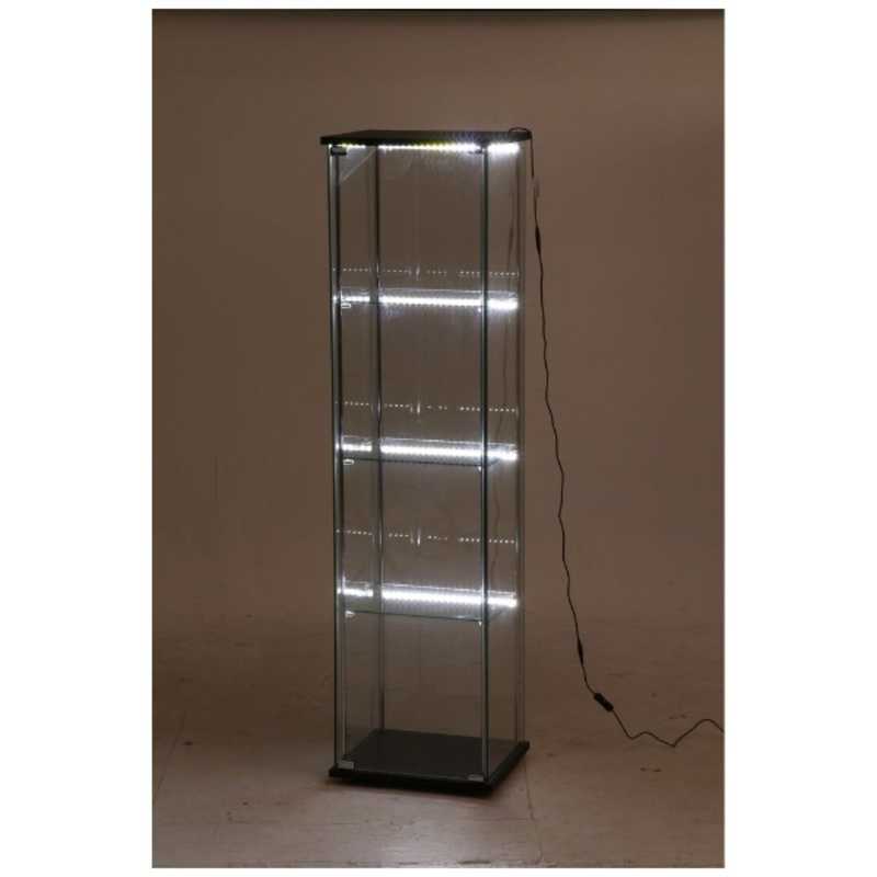 不二貿易 不二貿易 ガラスコレクションケース 4段 LED ブラック(高さ162cm)  