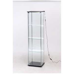 不二貿易 ガラスコレクションケース 4段 LED ブラック(高さ162cm) 
