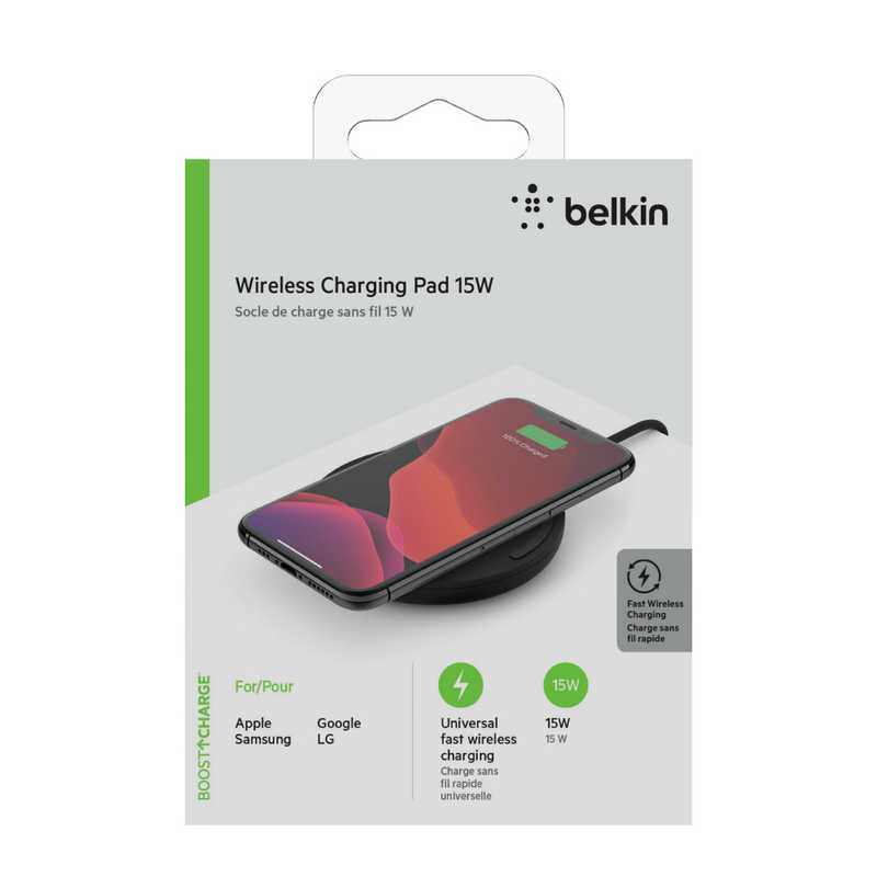 BELKIN BELKIN 15W 急速充電 ワイヤレス充電パッド (20W USB-C PD AC充電器､ USB-C to C ケーブル付 ブラック) ブラック WIA002DQBKJP WIA002DQBKJP