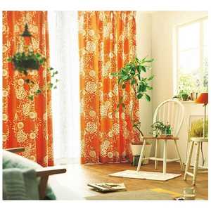 スミノエ ドレープカーテン ハナカザリ(100×135cm/オレンジ) 