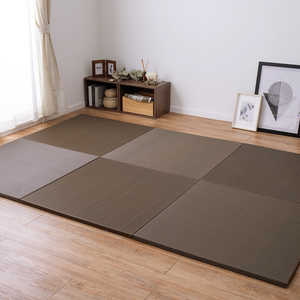萩原 (6枚入)い草風置き畳 綾模様 約82×82×2.5cm ブラウン 159055691
