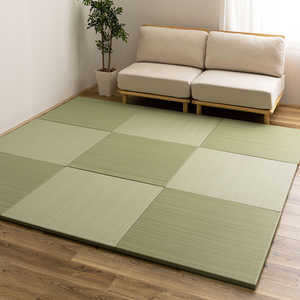 萩原 (9枚入)い草風置き畳 おぼろ 約82×82×2.5cm グリーン 160900672