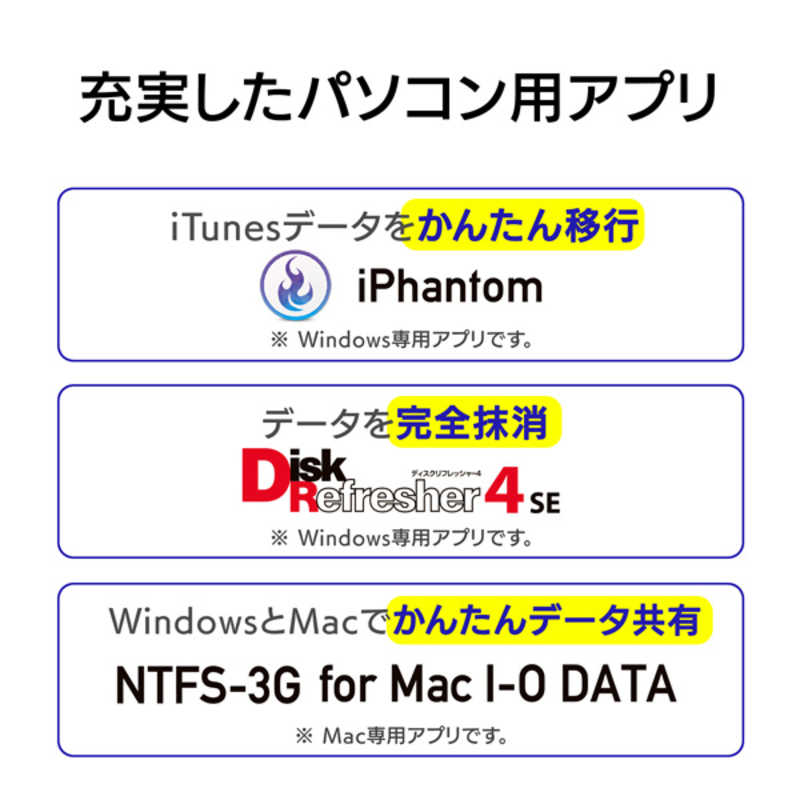 スペック IODATA HDD-UT4K テレビ録画&パソコン両対応 外付け
