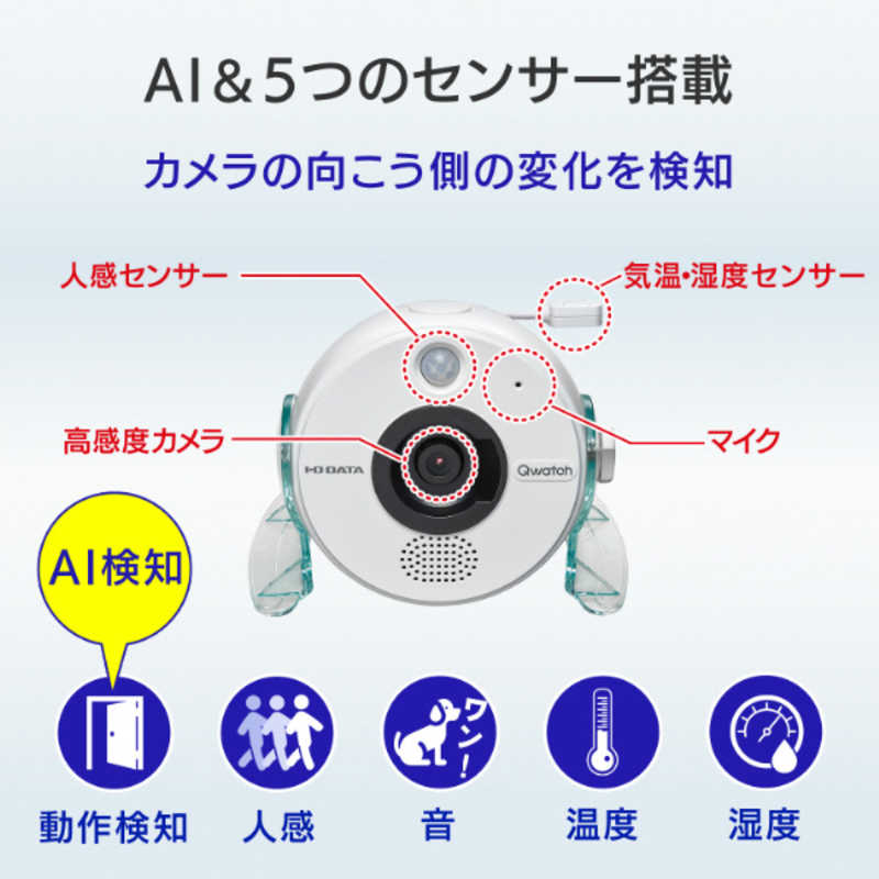 IOデータ IOデータ AI ＆ 5つのセンサー搭載 ネットワークカメラ Qwatch ホワイト TS-NS410W TS-NS410W