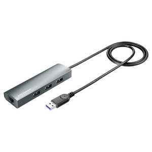IOデータ ギガビットLANアダプター搭載 USB 3.2Gen1(USB 3.0)ハブ ［USBA オス→メス LAN USBAx3］ ブラック US3-HB3ETG2