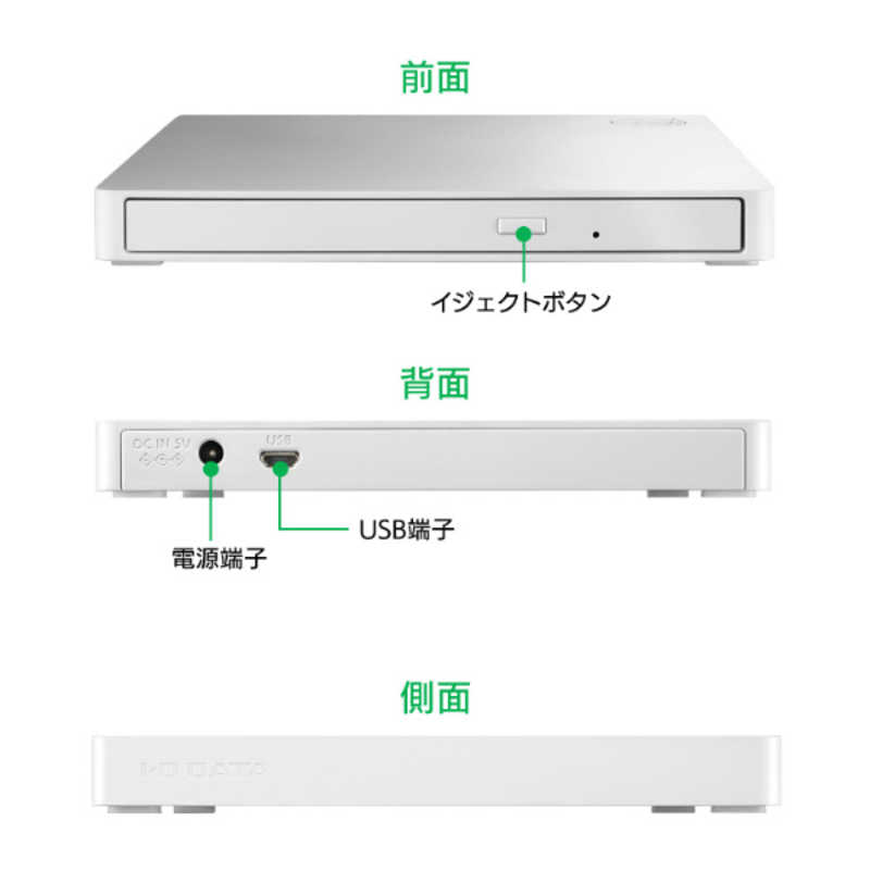 IOデータ IOデータ 【アウトレット】スマートフォント用CDレコーダー「CDレコSE」有線モデル (Android/iPad/iOS対応) ホワイト CD-SEW CD-SEW