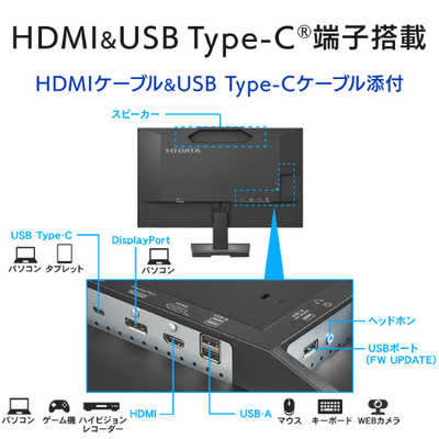 液晶ディスプレイ/27型/FullHD/Type-C LCD-C271DB-F LCD-C271DB-FX | フリースタイルスタンド＆USB Type-C®搭載27型