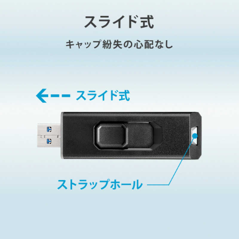 IOデータ IOデータ USB 10Gbps(USB 3.2 Gen 2)対応 スティックSSD ［1TB /ポータブル型］ グレー×ブラック SSPS-US1GR SSPS-US1GR