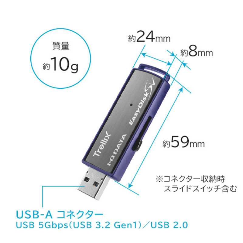 IOデータ IOデータ USBメモリ セキュリティ(サポート3年/保証3年) ［4GB /USB TypeA /USB3.2 /スライド式］ ED-SVT4/4G3 ED-SVT4/4G3