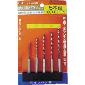 イシハシ精工 六角軸コバルト正宗ドリル 5本組セット 6COD5P イシハシ精工 六角軸コバルト正宗ドリル 5本組セット 6COD5P