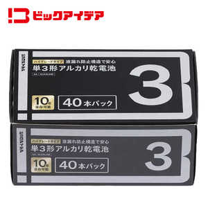 ビックアイデア 単3形アルカリ乾電池 40本-P ［40本 / アルカリ］ 【10年保存可能】 LR6-BITP40S