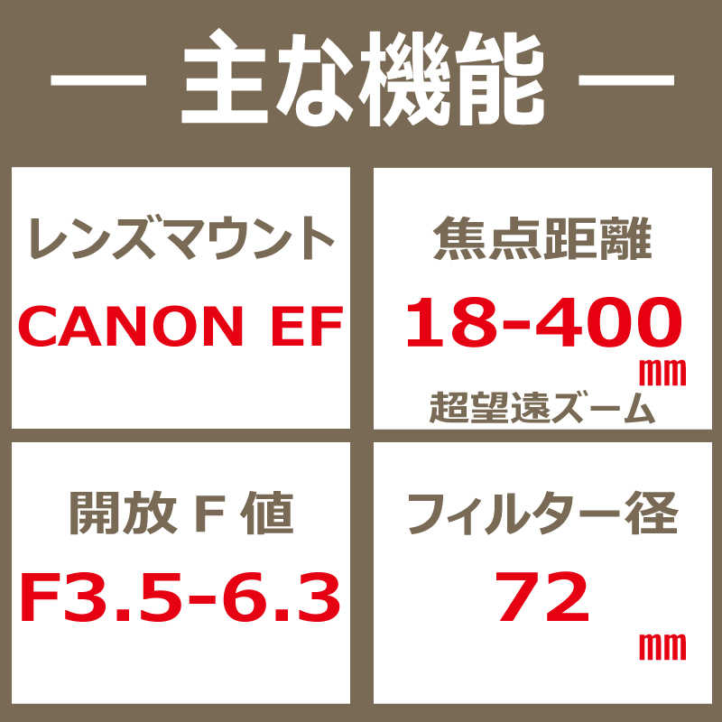 タムロン タムロン カメラレンズ  18-400mm F3.5-6.3 DiII VC HLD B028E（キヤノンEF用） 18-400mm F3.5-6.3 DiII VC HLD B028E（キヤノンEF用）