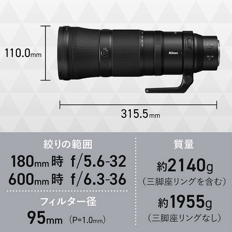 ニコン　Nikon ニコン　Nikon カメラレンズ NIKKOR Z 180-600mm f/5.6-6.3 VR NIKKOR Z 180-600mm f/5.6-6.3 VR