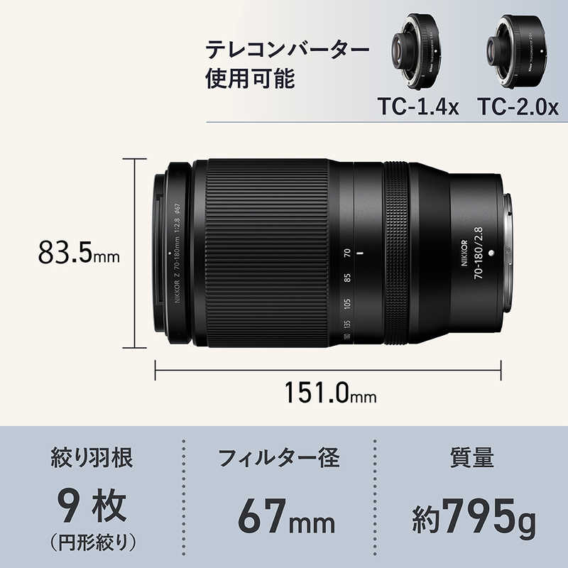 ニコン　Nikon ニコン　Nikon カメラレンズ ［ニコンZ /ズームレンズ］ NIKKOR Z 70-180mm f/2.8 NIKKOR Z 70-180mm f/2.8