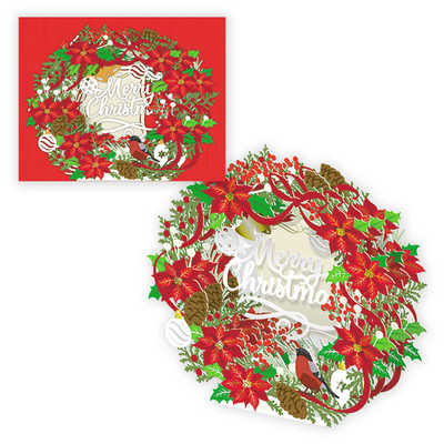 ニホンホールマーク クリスマスカード レーザー クリスマスリース3 XAR