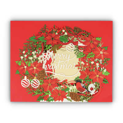 ニホンホールマーク クリスマスカード レーザー クリスマスリース3 XAR