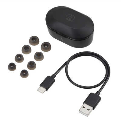 オーディオテクニカ フルワイヤレスイヤホン マイク対応 ブラック ATH